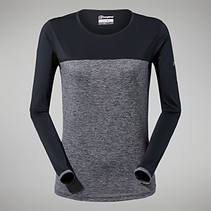 Long Sleeve Voyager Tech T-Shirt für Damen - Dunkelgrau/Schwarz