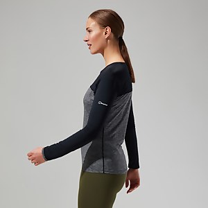 Long Sleeve Voyager Tech T-Shirt für Damen - Dunkelgrau/Schwarz