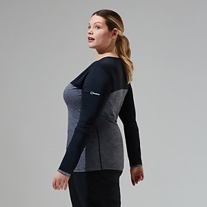 Long Sleeve Voyager Tech T-Shirt für Damen - Dunkelgrau/Schwarz