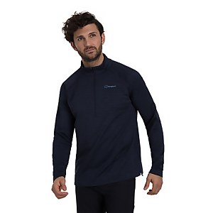 Men's Thermal Tech Tee Long Sleeve Zip Baselayer - Blue