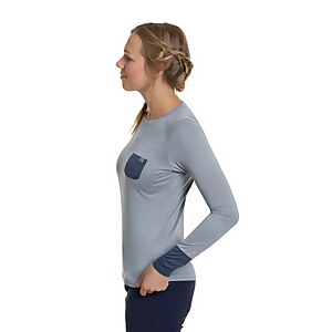 Women's Explorer Tech Tee Long Sleeve Crew - Grey / Blue