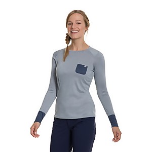 Women's Explorer Tech Tee Long Sleeve Crew - Grey / Blue