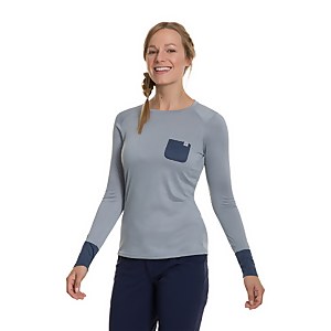 Women's Explorer Tech Tee Long Sleeve Crew - Grey / Blue