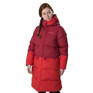 Women's Combust Reflect Long Down Insulated Jacket - Red