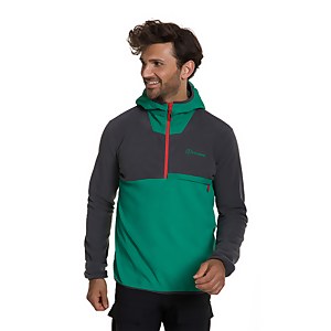 Men's Aslam Hooded Half Zip Fleece - Grey/ Green