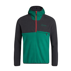 Men's Aslam Hooded Half Zip Fleece - Grey/ Green