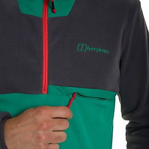 Men's Aslam Hooded Half Zip Fleece - Grey/ Green