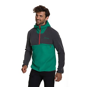 Men's Aslam Hooded Half Zip Fleece - Grey/ Green