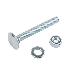 Homebase Zinc Plated Coach Bolt M6 50mm 10 Pack