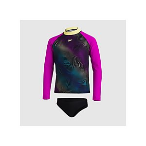 SPEEDO LS RASH TOP SET JF BLACK/PURPLE - 5-6