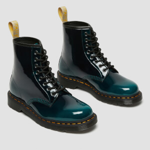 Dr. Martens Women s Vegan 1460 8 Eye Boots Black Green Gloss Allsole