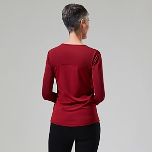 Women's Voyager Tech Tee Long Sleeve Crew -Red