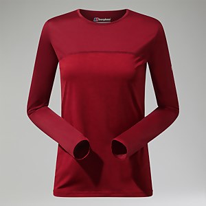Women's Voyager Tech Tee Long Sleeve Crew -Red