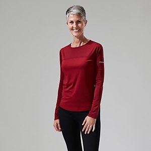 Women's Voyager Tech Tee Long Sleeve Crew -Red