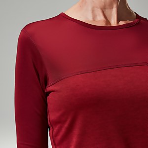 Women's Voyager Tech Tee Long Sleeve Crew -Red