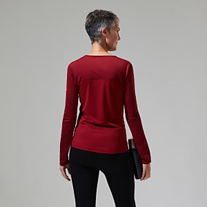 Women's Voyager Tech Tee Long Sleeve Crew -Red