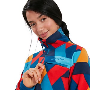 Women's Navala Half Zip Fleece Jacket - Red / Blue