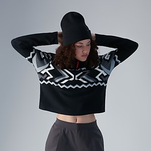 Women's Prism Crop Half Zip Fleece - Black