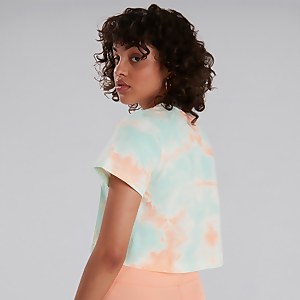 Women's Crop Short Sleeve Tee - Pink / Light Blue