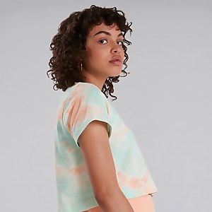 Women's Crop Short Sleeve Tee - Pink / Light Blue