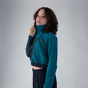 Women's Cropped Co-Ord Wind Waterproof Jacket - Blue / Green