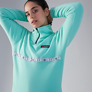 Women's Oversized Aztec Half Zip Fleece - Turquoise