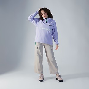 Women's Oversized Aztec Half Zip Fleece - Purple