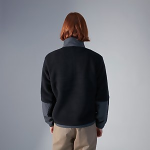 Unisex Oversized Fleece Half Zip Smock - Black/Grey