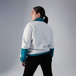 Unisex Oversized Fleece Half Zip Smock - Natural / Green