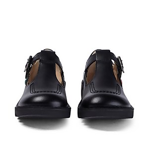 Junior Girls Kick T Bar Leather Black