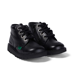 Infant Unisex Kick Hi Zip Leather Black