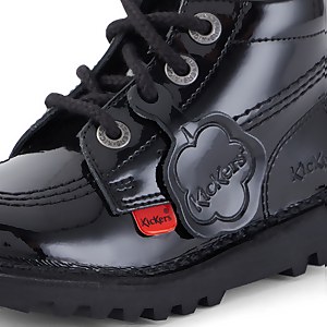 Infant Unisex Kick Hi Zip Patent Leather Black