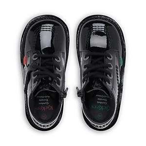 Infant Unisex Kick Hi Zip Patent Leather Black