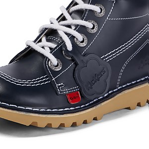Junior Unisex Kick Hi Zip Leather Navy