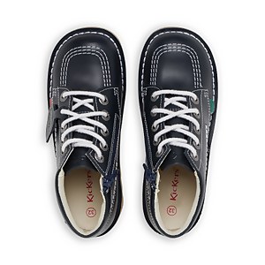 Junior Unisex Kick Hi Zip Leather Navy