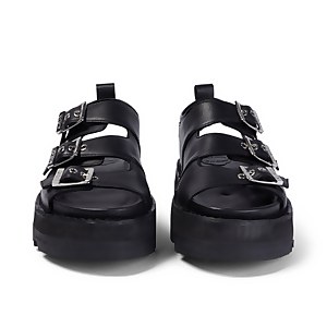 Adult Women's Knox Lo Buckle Leather Sandal Black