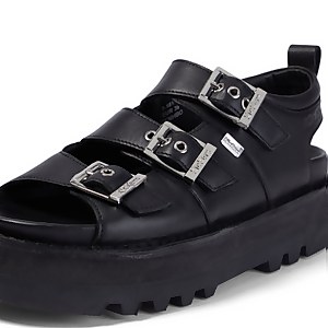 Adult Women's Knox Lo Buckle Leather Sandal Black