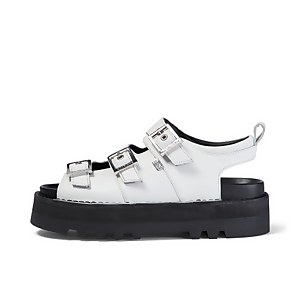 Adult Women's Knox Lo Buckle Leather Sandal White - 3