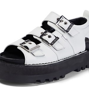 Adult Women's Knox Lo Buckle Leather Sandal White