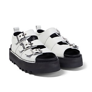 Adult Women's Knox Lo Buckle Leather Sandal White