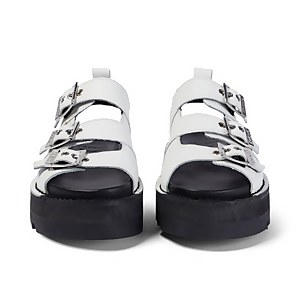 Adult Women's Knox Lo Buckle Leather Sandal White