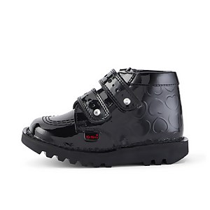 Infant Girls Kick Hi Heart Patent Leather Black
