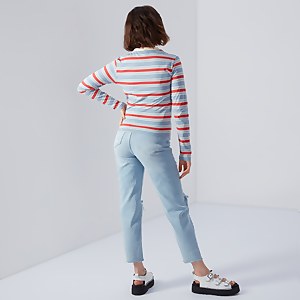 Women's Long Sleeve Stripe Ringer T-shirt Multi