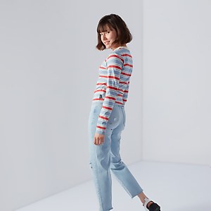 Women's Long Sleeve Stripe Ringer T-shirt Multi