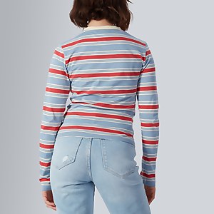 Women's Long Sleeve Stripe Ringer T-shirt Multi
