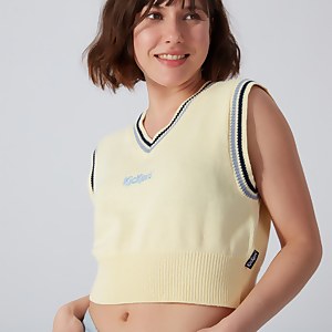 Women's V-Neck Knit Tank Top Cream - XS