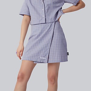 Women's Checked Mini Wrap Skirt Lilac - XS