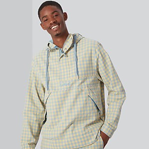 Men's Funnel Neck Gingham Anorak Yellow - XS