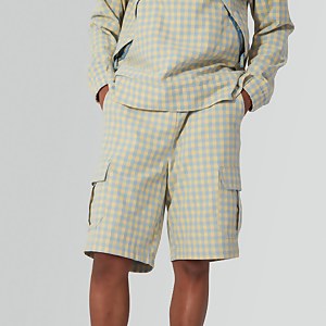 Men's Gingham Combat Shorts Yellow - XS