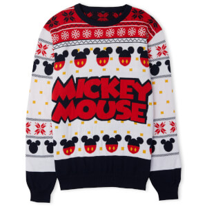Mickey Mouse Christmas Knitted Jumper White